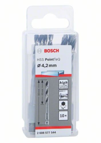 BOSCH Sveder za kovino HSS PointTeQ HEX s 6-točkovnim steblom; 4,2 mm 2608577544