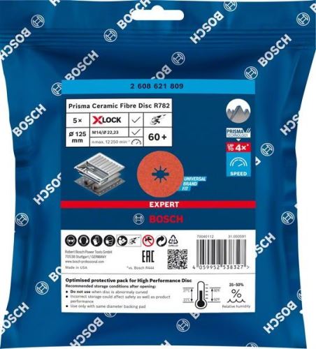 BOSCH EXPERT PRISMA X-LOCK fiber disk R782,125,P60,5kos 2608621809