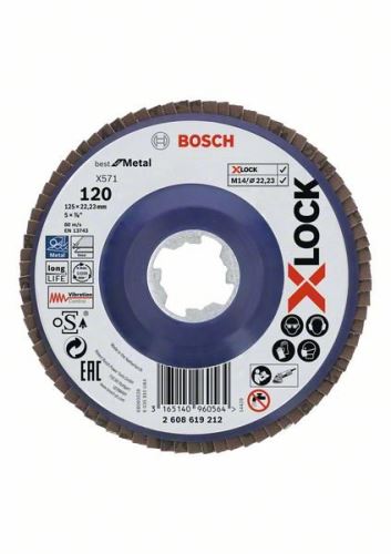 BOSCH X-LOCK Lamelni brusi sistema Best for Metal Ø 125 mm, G 120, X571, ravna izvedba, plastika 2608619212