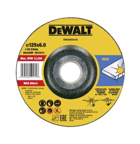 DeWALT Rezalna plošča iz nerjavečega jekla 125 x 6 x 22,23 mm DW4543SIA