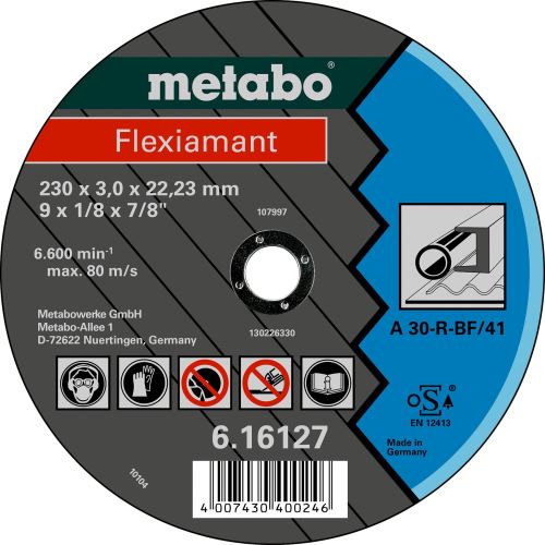 METABO Rezalna plošča - jeklo-FLEXIAMANT 180x3,0x22,2 ravna 616123000