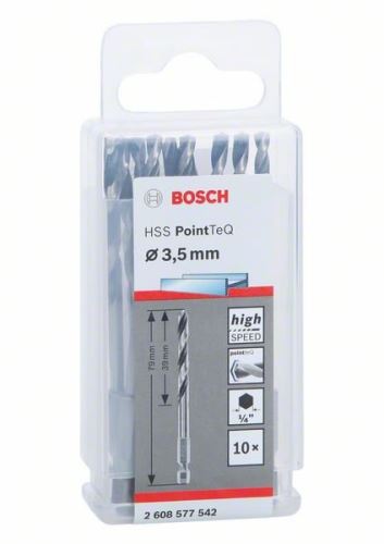 BOSCH Sveder za kovino HSS PointTeQ HEX s 6-točkovnim steblom; 3,5 mm 2608577542