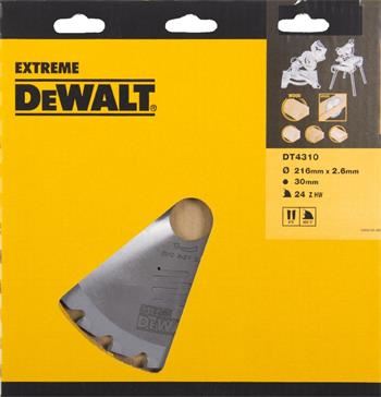 DeWALT žagin list za les za krožne žage, 216 x 30 mm, 24 zob DT4310