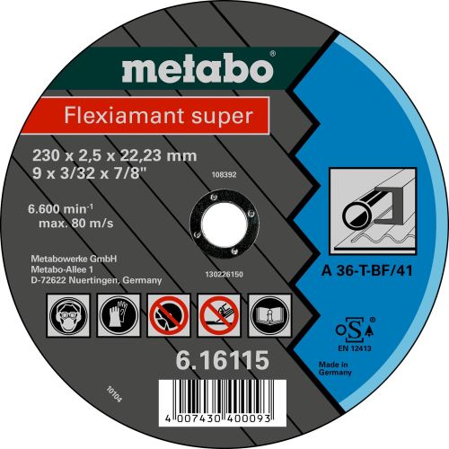 METABO Rezalna plošča - jeklo, pločevina-FLEXI 230x2,5x22,2 616115000