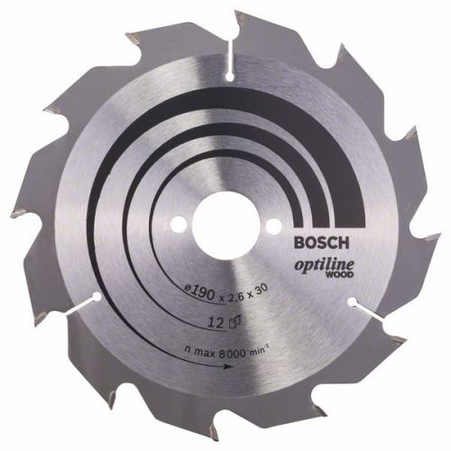 BOSCH žagin list Optiline Wood 190 x 30 x 2,6 mm, 12 2608641187