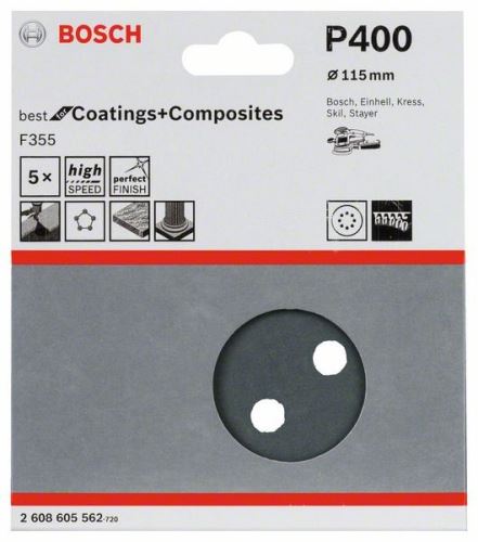 BOSCH Brusni papir F355, paket 5 115 mm, 400 2608605562