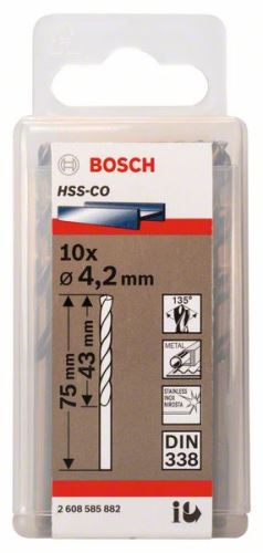 BOSCH Svedri za kovino HSS-Co, DIN 338 4,2 x 43 x 75 mm (10 kosov) 2608585882