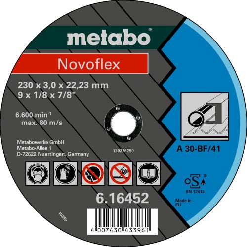 METABO Rezalna plošča - jeklo-NOVOFLEX 180x3,0x22,2 mm ravna 616450000