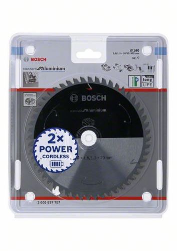 BOSCH žagin list za akumulatorske žage; Standard za aluminij 160x20/15,875x1,8/1,3x52T 2608837757