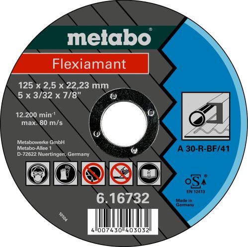 METABO Rezalna plošča - jeklo - 125 x 2,5 x 22,2 mm 616732000