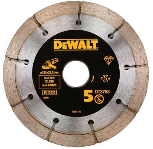 DeWALT Diamantno rezilo za utore, dvojno, 125 mm (višina segmenta 6,3 mm) DT3758