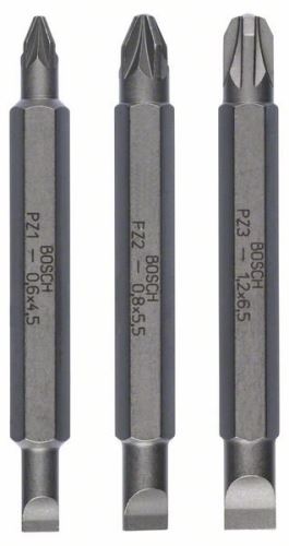 BOSCH 3-delni set dvostranskih rezil PH1, PZ1, S 0,6x4,5; PH2, PZ2, S 1,0x5,5; 60 mm 2607001745