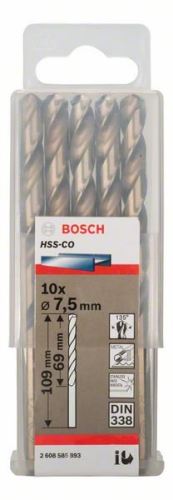 BOSCH Svedri za kovino HSS-Co, DIN 338 7,5 x 69 x 109 mm (10 kos) 2608585893