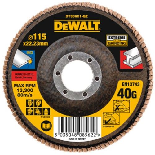 DeWALT Extreme abrazivna lamelna plošča za kovinsko ploščo 125 x 22,2 mm 40G DT30602