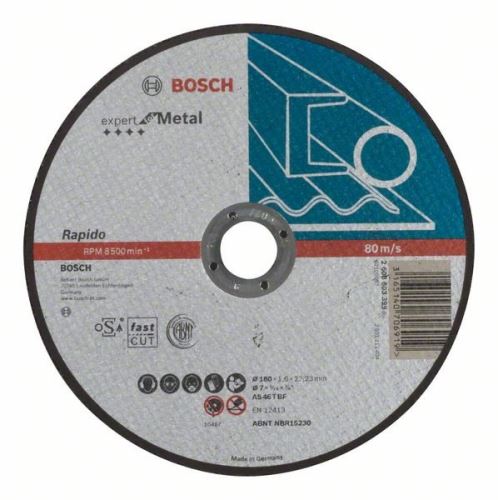 BOSCH Rezalna plošča ravna Expert for Metal – Rapido AS 46 T BF, 180 mm, 1,6 mm 2608603399