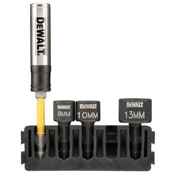 DEWALT Komplet držal in zateznih glav (5 kos) / držalo za nastavke + zatezne glave 8 mm, 10 mm, 13 mm + držalo torzijskih nastavkov DT70826