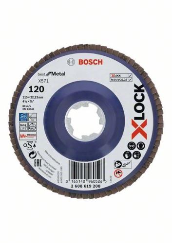 BOSCH X-LOCK Lamelni brusi sistema Best for Metal Ø 115 mm, G 120, X571, ravna izvedba, plastika 2608619208