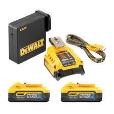 DeWalt 18V 2x5,0Ah Li-Ion PowerStack z USB adapterjem in polnilnikom DCB094 v škatli DCB094H2