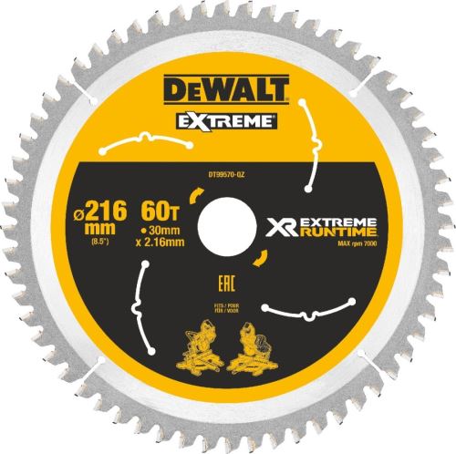 Žagin list DEWALT (idealen za žage FLEXVOLT), 216 x 30 mm, 60 zob DT99570