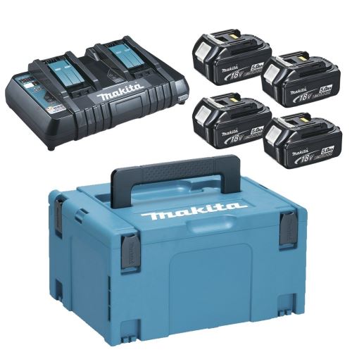 MAKITA Li-ion LXT 18V komplet 4 kosi BL1850B+1 kos Dvojni polnilec DC18RD+1 kos Makpac 197626-8