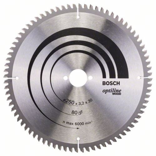 BOSCH žagin list Optiline Wood 250 x 30 x 3,2 mm, 80 2608640645