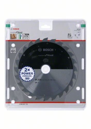 BOSCH žagin list za akumulatorske žage; Standard za les 216x30x1,7/1,2x24T 2608837721