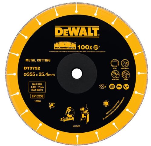 DEWALT Diamantna plošča 355 x 25,4 mm za brusilnike DT3752