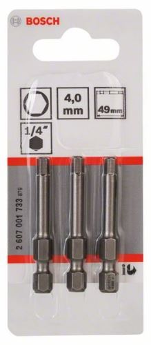 BOSCH Vijačni nastavek ekstra trd Extra-Hart HEX 4, 49 mm (3 kosi) 2607001733