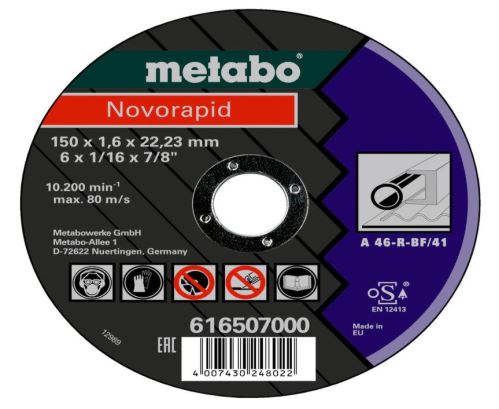 METABO Rezalna plošča Novorapid jeklo 150x1,6x22,23 616507000