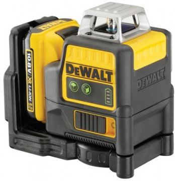 DEWALT Brezžični križni laser, 2 x 360°, zeleni žarek, domet 30/60 m DCE0811D1G