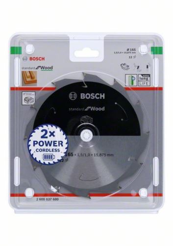 BOSCH žagin list za akumulatorske žage; Standard za les 165x15,875x1,5/1,0x12T 2608837680