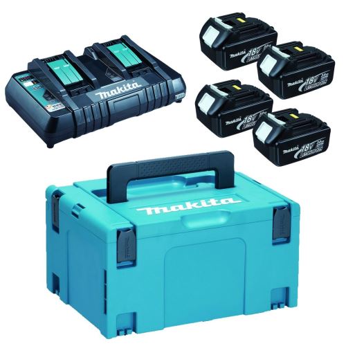 MAKITA Li-ion LXT 18V komplet 4 kosi BL1830B+1 kos Dvojni polnilec DC18RD+1 kos Makpac 197970-3