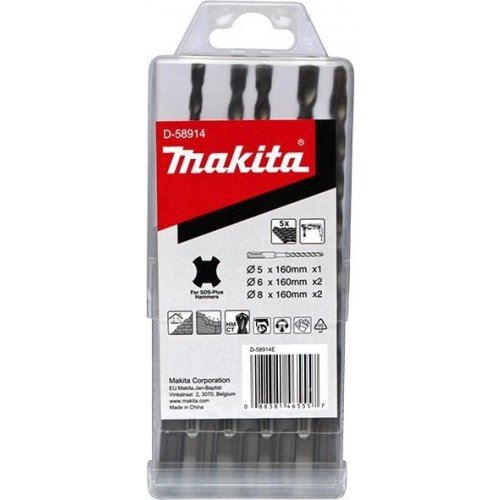 MAKITA Garnitura svedrov SDS-Plus 5;6;8x100/160 mm, 5 kos D-58914