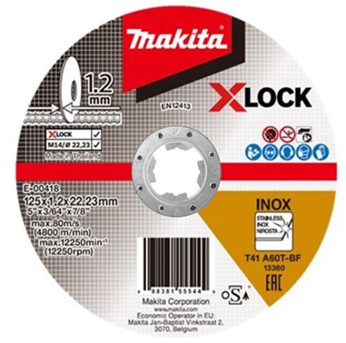 MAKITA rezalna plošča nerjaveče jeklo X-Lock 125x1,2x22,23 mm E-00418