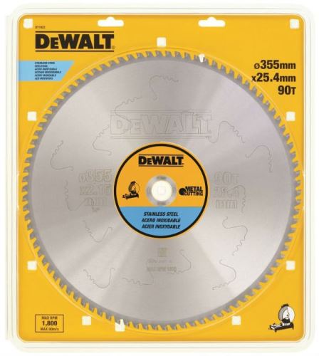 DeWALT EXTREME žagin list za rezanje nerjavečega jekla, 355 x 25,4 mm, 90 zob DT1922