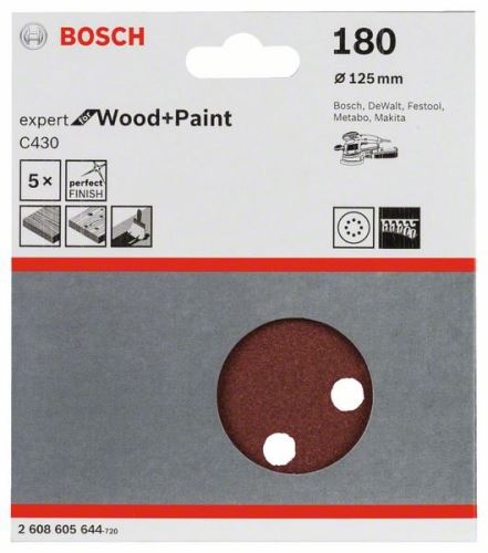 BOSCH Brusni papir C430, paket 5 kosov 125 mm, 180 2608605644