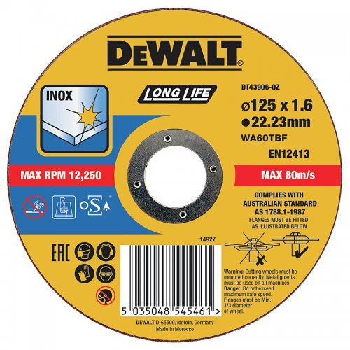 DEWALT Rezalna plošča 125 x 22,2 x 1,6 mm DT43906