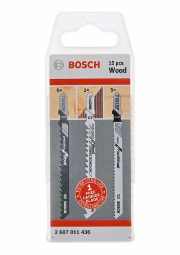 BOSCH Set listov za žago za les, 15 kosov 2607011436