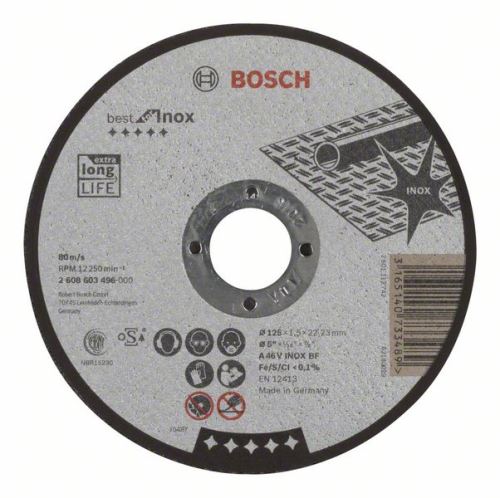 BOSCH Rezalna plošča ravna Best for Inox A 46 V INOX BF, 125 mm, 1,5 mm 2608603496