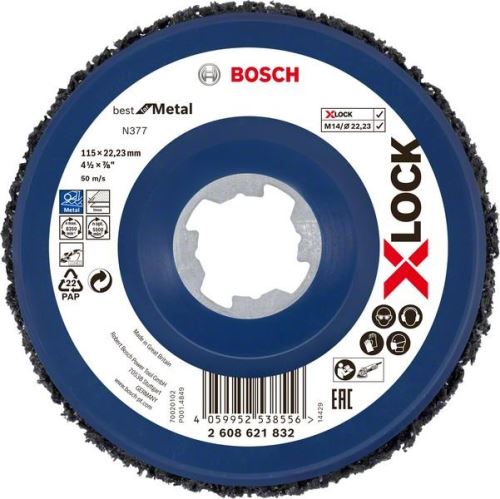 BOSCH X-LOCK čistilna plošča N377 Best for Metal, Ø115mm 2608621832