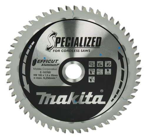 MAKITA žagin list aluminij Efficut 165x1,5x20 mm 54 zob E-16760