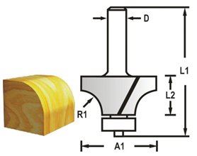 MAKITA Rezalnik zaokroženja z uležajenim steblom 8 mm, 19x9,5x53 mm R 32 mm D-48359