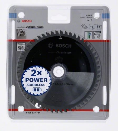 BOSCH žagin list za akumulatorske žage; Standard za aluminij 165x30x1,8/1,3x54T 2608837764