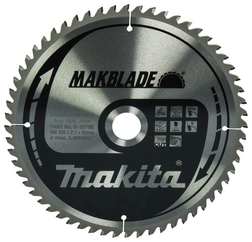 MAKITA žagin list za les MAKBLADE 255x2,3x30 mm 60 zob B-32792