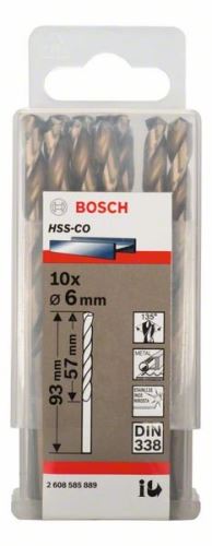 BOSCH Svedri za kovino HSS-Co, DIN 338 6 x 57 x 93 mm (10 kosov) 2608585889