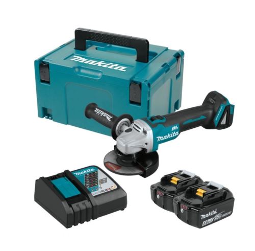 Makita Aku kotni brusilnik 125mm Li-ion LXT 18V/5.0Ah, Makpac DGA504RTJ