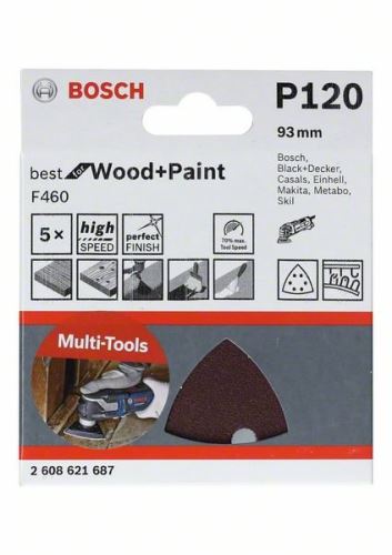 BOSCH Brusni papir F460 BfWP, G180, 93 mm (5 kos) 2608621688