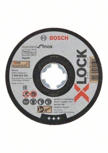 BOSCH X-LOCK Ploščata rezalna plošča Standard za sistem Inox 115×1×22,23 mm 115 x 1 x 22,23 mm 2608619261