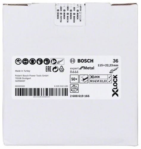 Vlaknene brusilne plošče BOSCH X-LOCK Expert for Metal system Ø 115 mm, G 36, R444 2608619166