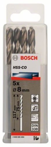 BOSCH Svedri za kovino HSS-Co, DIN 338 8 x 75 x 117 mm (5 kosov) 2608585894